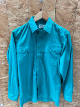 Vintage 90s Men's Teal Long Sleeve Twin Pocket Quirky Shirt Size M by Three-Leaf